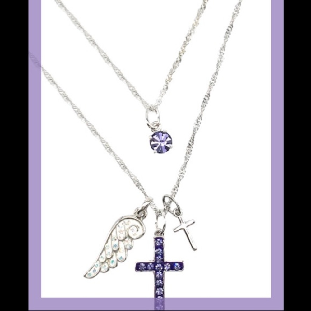 Fine silver double layer crystal necklace